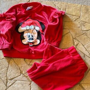 Red Minnie Mouse Corduroy Sweatshirt & Pants Set